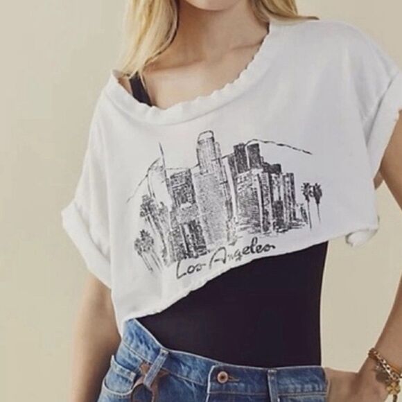 Free People X Vintage Souls Destination Extreme Los Angeles Crop Top Size XS - Picture 1 of 9